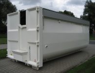 KTk, spantloze volumecontainer inclusief hydraulisch aluminium afdeksysteem inclusief overslagdeur